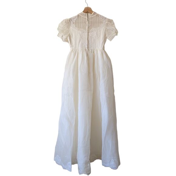 Vintage Alfred Angelo Edythe Vincent 1950s 60s Womens Wedding Dress Gown Lace XS - Picture 4 of 16